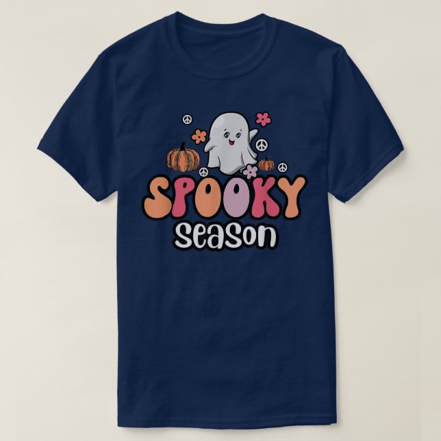 Groovy Ghost Spooky Season Funny Retro Halloween C T-Shirt (Design Front)