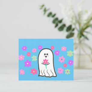 Groovy Ghost with Flowers Postcard