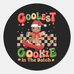 Groovy Gingerbread Coolest Cookie In The Batch Chr Classic Round Sticker