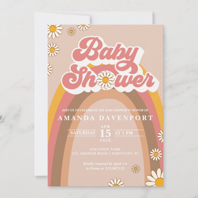 Groovy Girl Baby Shower Invitation (Front)