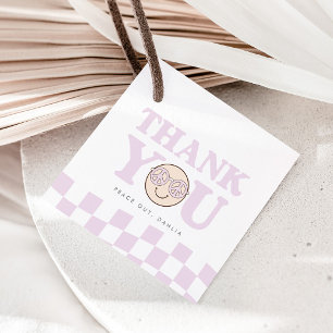 Groovy Girl Chequered Happy Face 1st Birthday Favour Tags