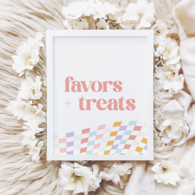 Groovy Girl's Chequered Retro Favours and Treats Poster (Creator Uploaded)
