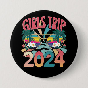 Groovy Girls Trip 2024 Weekend Summer Beach  3 Inch Round Button