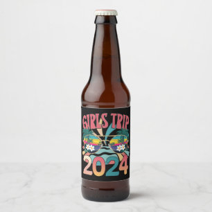 Groovy Girls Trip 2024 Weekend Summer Beach Beer Bottle Label