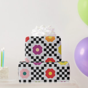 Groovy Girly Psychedelic Chequerboard, Y2K Wrappin Wrapping Paper