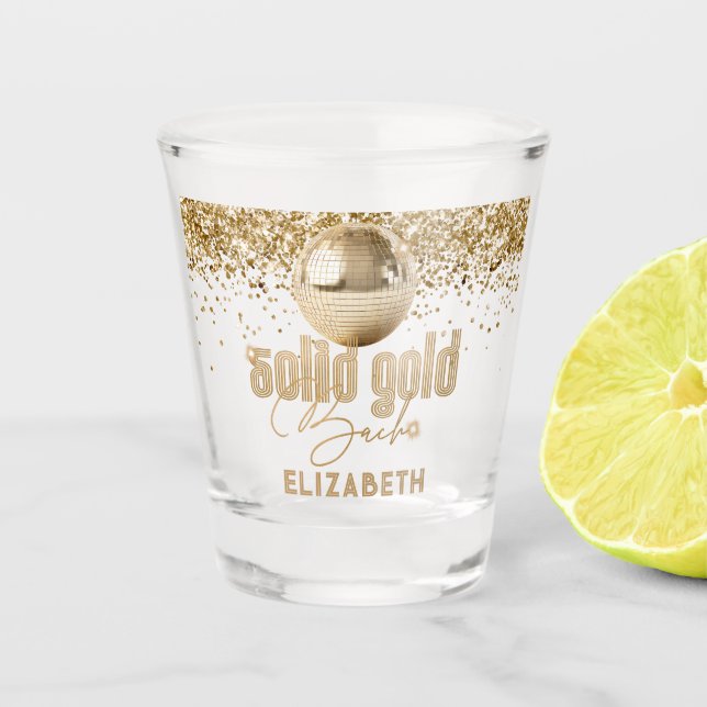 Groovy Gold Disco Solid Gold Bachelorette Party  Shot Glass (Front)