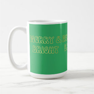 Groovy Gold Text Merry & Bright Christmas Women’s Coffee Mug