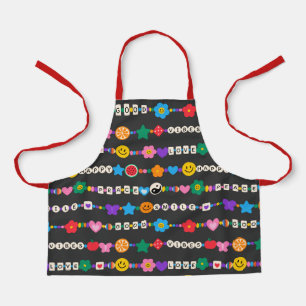 Groovy Good Vibes Love Smile Retro Beads Apron