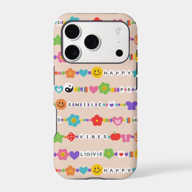 Groovy Good Vibes Love Smile Retro Beads Case-Mate (Back)