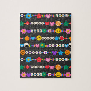 Groovy Good Vibes Love Smile Retro Beads Jigsaw Puzzle