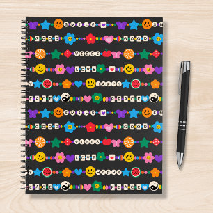 Groovy Good Vibes Love Smile Retro Beads Notebook