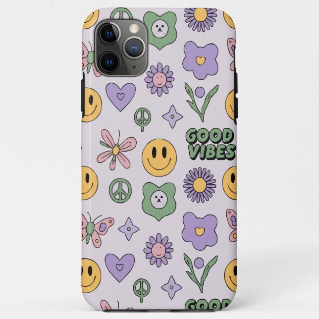 Groovy Good Vibes Y2K Butterfly iPhone Case (Back)