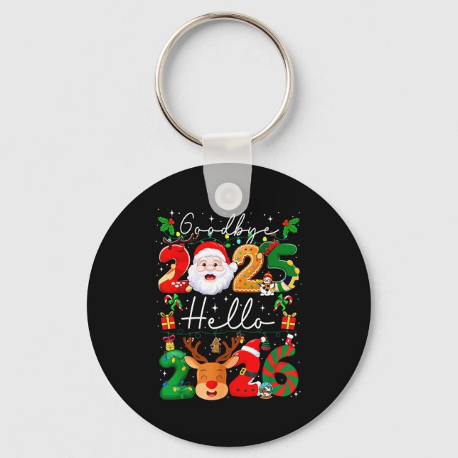 Groovy Goodbye 2025 Hello 2026 Happy New Years Eve Keychain (Front)