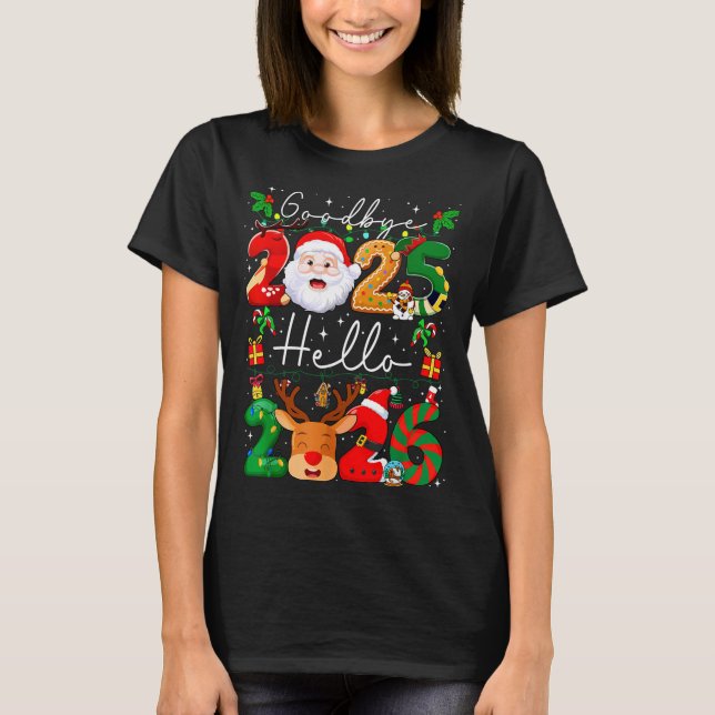 Groovy Goodbye 2025 Hello 2026 Happy New Years Eve T-Shirt (Front)
