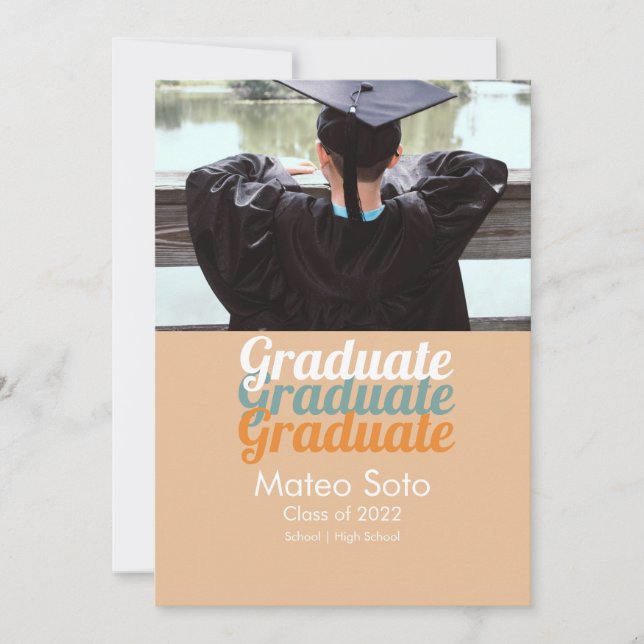 Groovy Graduation Photo Bold  Announcement (Front)