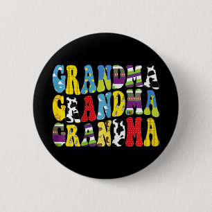 Groovy Grandma Matching Family Birthday Mother#39; 2 Inch Round Button