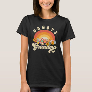 Groovy Grandma Retro Rainbow Colorful Flowers Desi T-Shirt