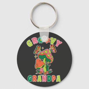 groovy grandpa colourful vintage mushroom keychain