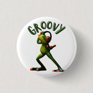 Groovy Green Frog 1 Inch Round Button