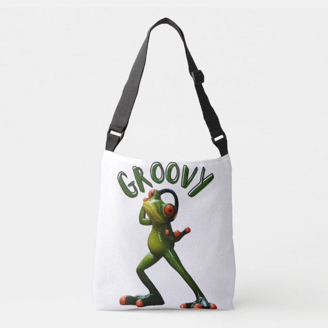 Groovy Green Frog Crossbody Bag (Front)