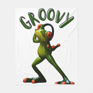 Groovy Green Frog Fleece Blanket