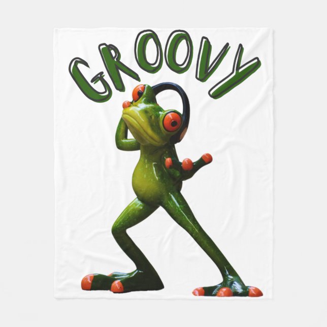 Groovy Green Frog Fleece Blanket (Front)