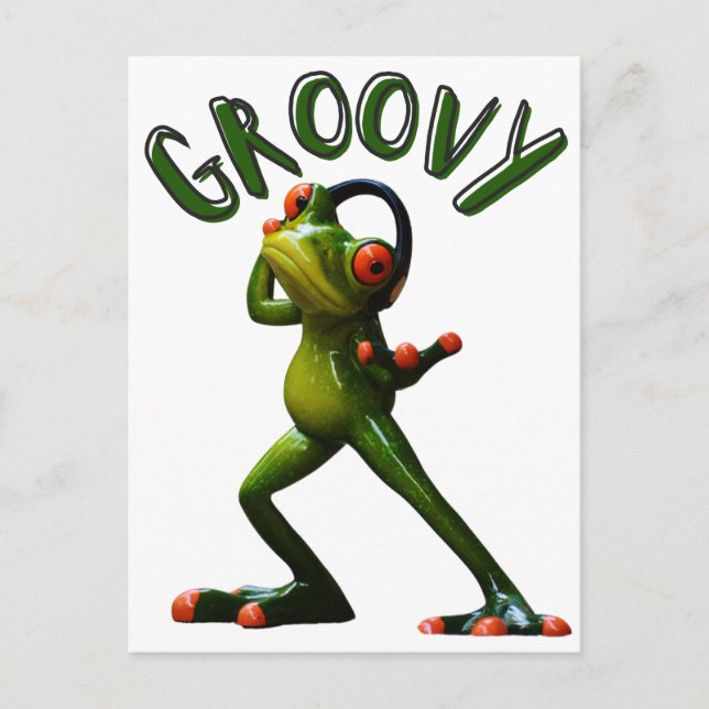 Groovy Green Frog Postcard (Front)