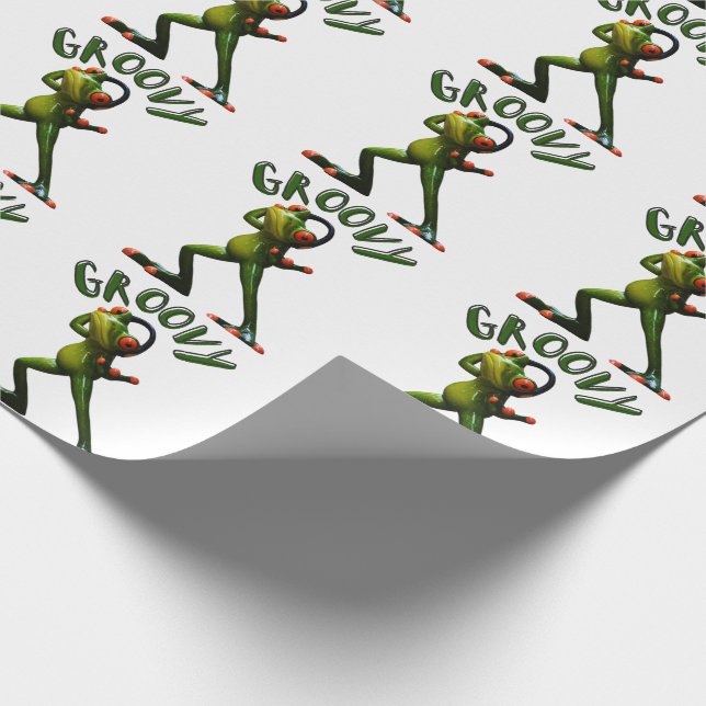 Groovy Green Frog Wrapping Paper (Corner)