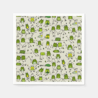Groovy Green Frogs Hoppin Stick Frog Ribbit Napkin