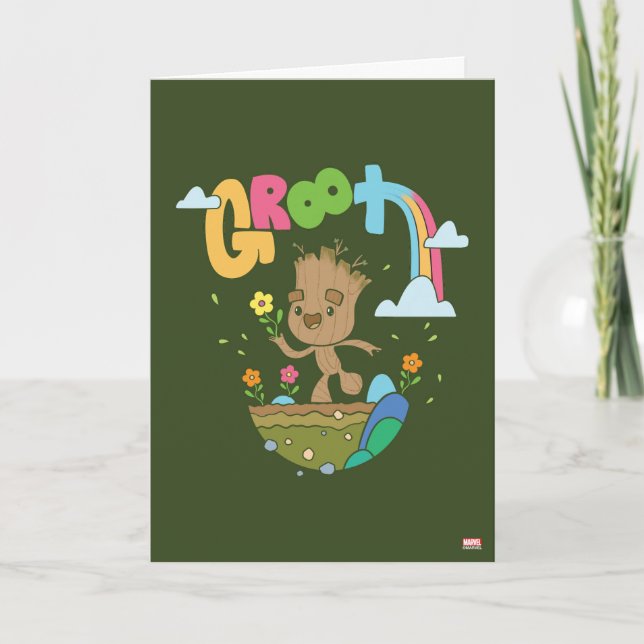 Groovy Groot Flowers and Rainbow Card (Front)