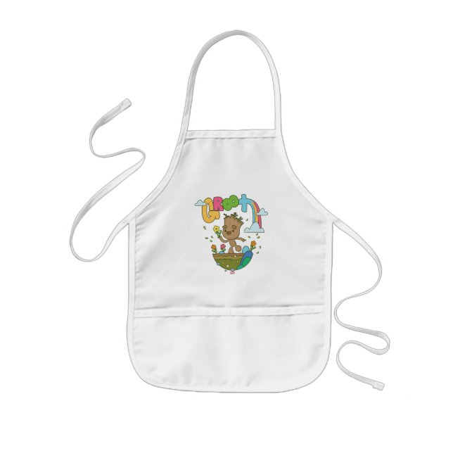 Groovy Groot Flowers and Rainbow Kids Apron (Front)