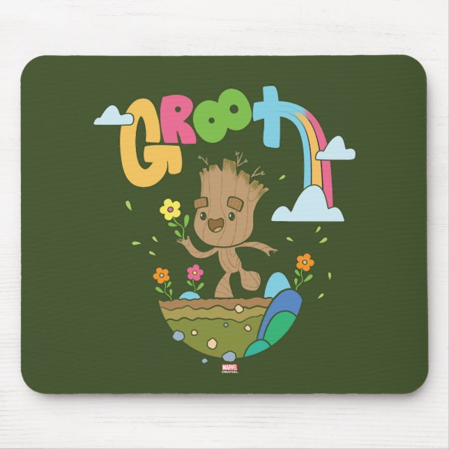 Groovy Groot Flowers and Rainbow Mouse Pad (Front)