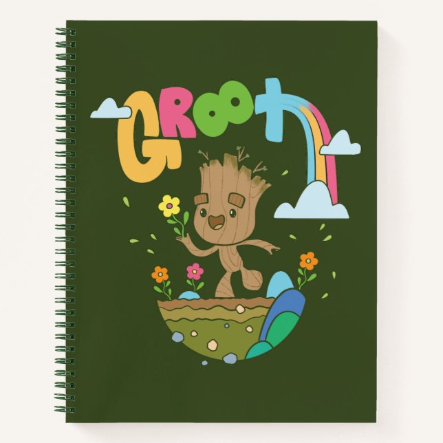 Groovy Groot Flowers and Rainbow Notebook (Front)