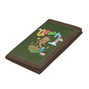 Groovy Groot Flowers and Rainbow Trifold Wallet