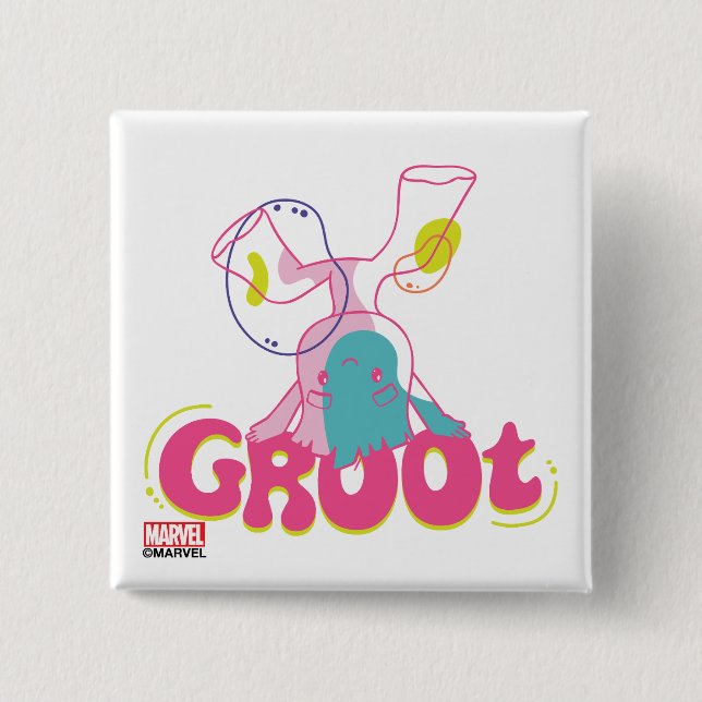 Groovy Groot Headstand 2 Inch Square Button (Front)