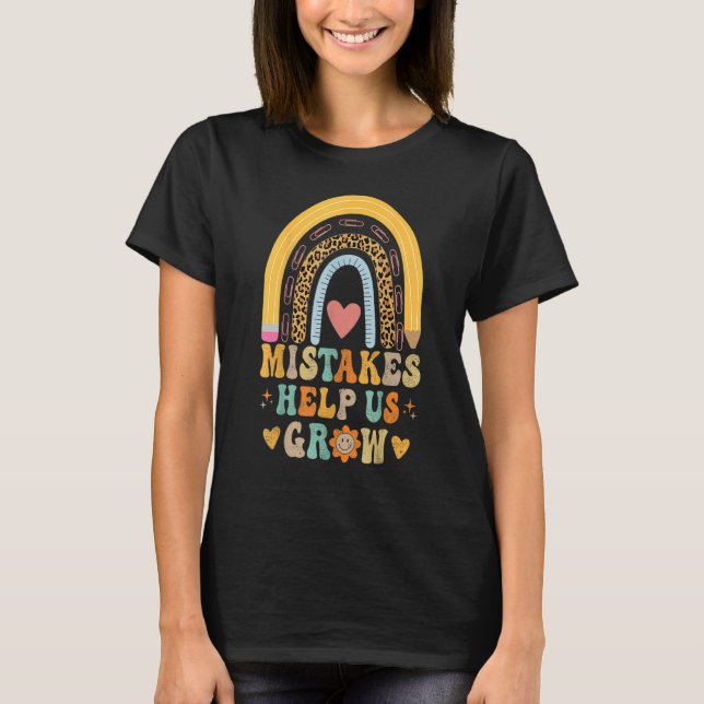 Groovy Growth Mindset Positive Retro Teacher Back  T-Shirt (Front)