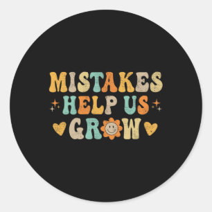 Groovy Growth Mindset Positive Retro Teachers Back Classic Round Sticker