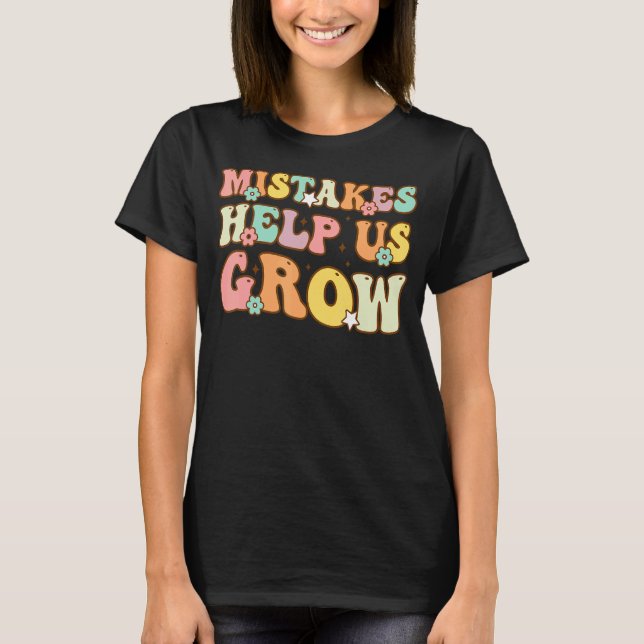 Groovy Growth Mindset Positive Retro Teachers Back T-Shirt (Front)