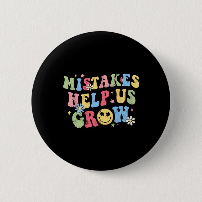Groovy Growth Mindset Positive Retro Teachers Byck 2 Inch Round Button (Front)