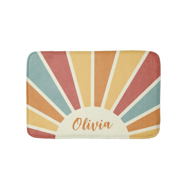 Groovy grunge retro style sunshine design bath mat (Front)