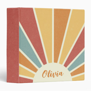 Groovy grunge retro style sunshine design binder