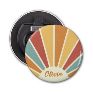 Groovy grunge retro style sunshine design bottle opener