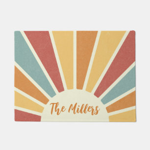 Groovy grunge retro style sunshine design doormat