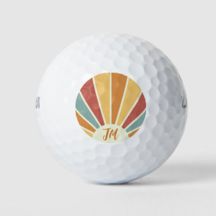 Groovy grunge retro style sunshine design golf balls