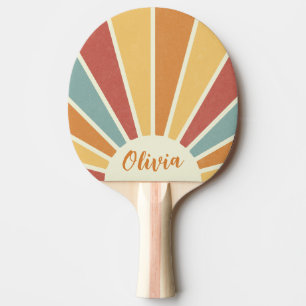 Groovy grunge retro style sunshine design ping pong paddle