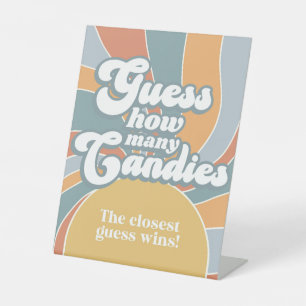 Groovy Guess How Many Candies Retro Shower Game Pedestal Sign