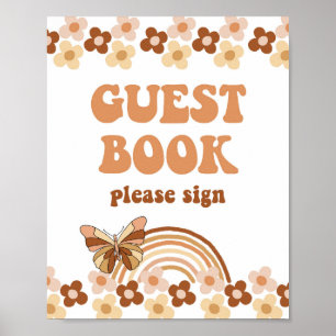 Groovy Guest Book Retro Hippie Party Sign