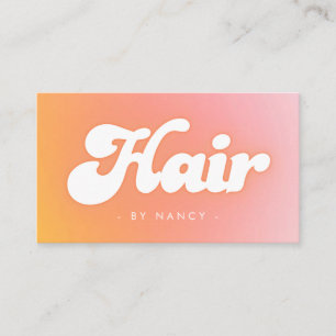 Groovy Hair Salon Peach Business Card