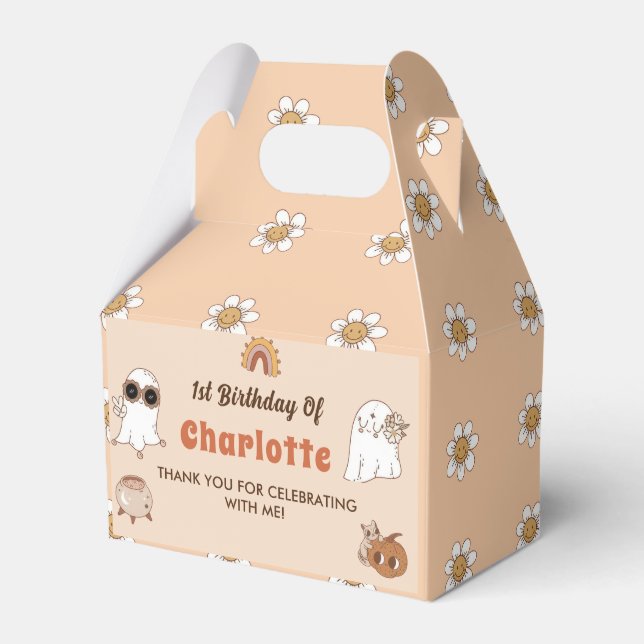 Groovy Halloween Birthday Cute Ghost  Party  Favor Box (Front Side)