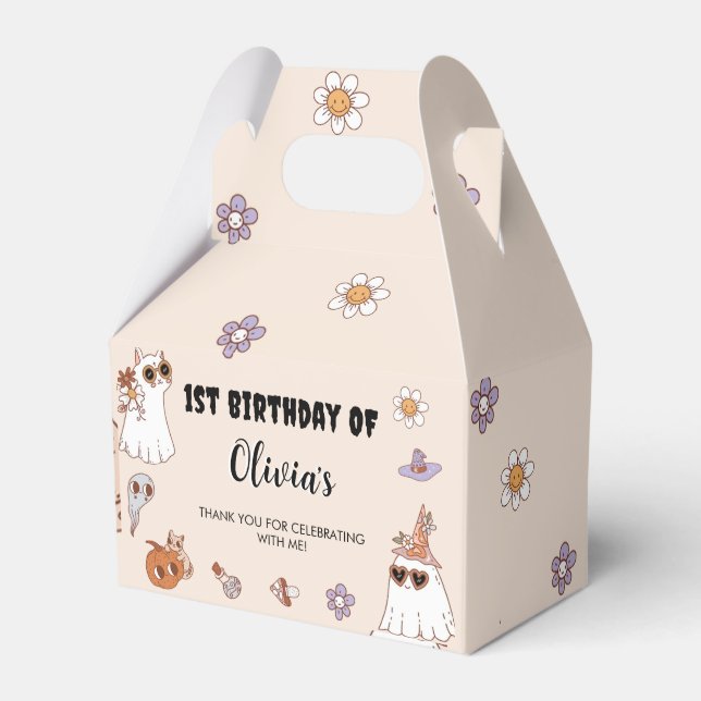 Groovy Halloween Birthday Party Favor Box (Front Side)